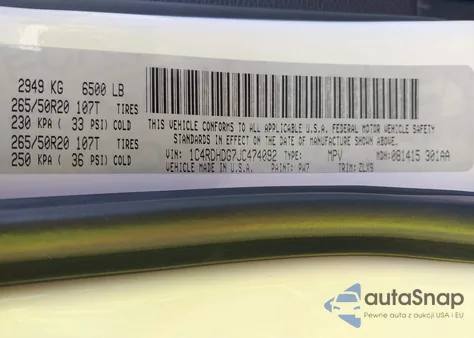 2018 Dodge Durango Gt Rwd z USA, uszkodzony, nr VIN 1C4RDHDG7JC474092